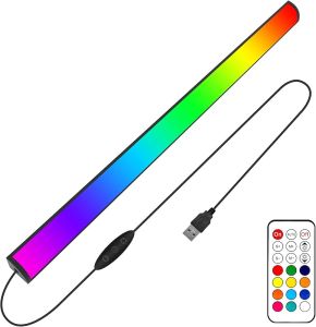 Ferswe RGBIC Under Monitor Light Bar Dream Color Gaming Light Bar with Remote Control USB Port Dimmable and Speed Adjustable Color Changing Desk Light Bar for PC Gaming and Desk
