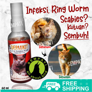 SEMPATI Dermikit Spray 60 Ml Obat Infeksi Kulit Kucing Cat Kitten Anabul Obat Kucing Anti Gatal Jamur Luka Scabies Kutu Parasit Cacing Hati