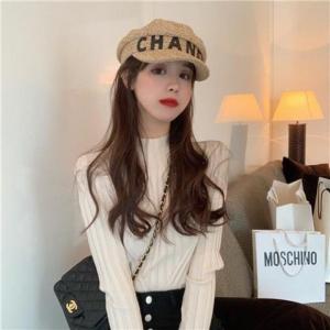 PM✿ Korean Style Half Turtleneck Long-sleeved Knitted Sweater Slim Tight Solid Color Top for Women
