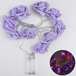 10LED Rose Flower String Lights Artificial Rose Flower Bouquet Romantic Lamp Fairy Light Garland for Wedding Valentines Day Decor