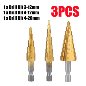 ชุดดอกเจดีย์ ดอกเจดีย์ ชุดดดอกสว่านเหล็กทรงกรวยเคลือบไทเทเนียม STEP DRILL SET เจาะขยาย 3/6pcs