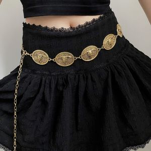 CURIO12 Flower Metal Waist Chain Vintage Jeans Decor Bohemian Style Waistband Adjustable Body Jewelry Ethnic Style Belt Women