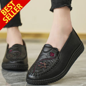 QINGSHUI Sepatu Flat Kasual Wanita untuk Santai dan Olahraga Harian - Kerja Hitam Sendal