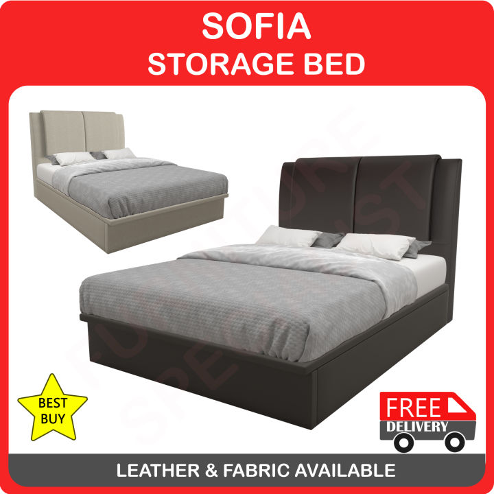 [Bulky]Furniture Specialist SOFIA LEATHER & FABRIC STORAGE BED IN 4 ...