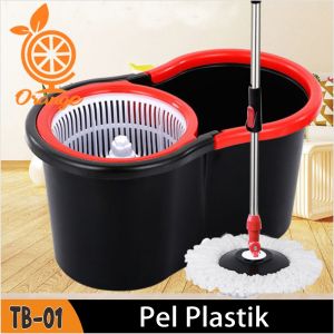 WD Spin Mop Alat Pel Putar Stainless Steel + Ember Dapat 2 Kain Pel / Super Mop Alat Pel Praktis