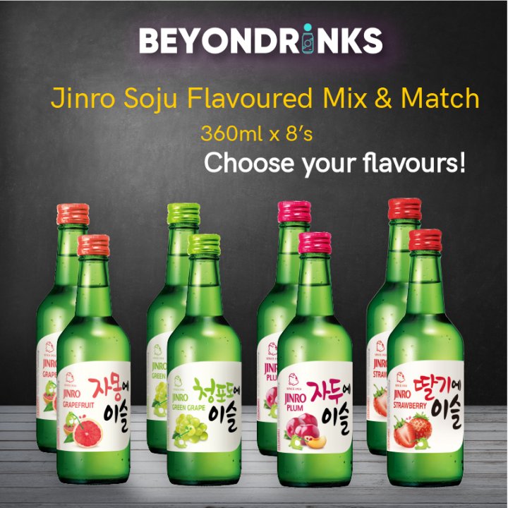 Jinro Flavoured Soju Set Mix & Match 360ml x 8's (Authentic Korean