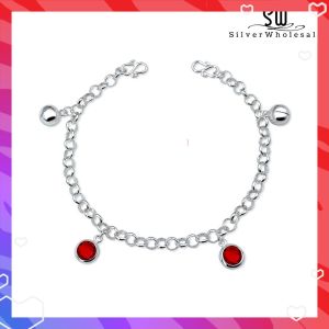 SilverWholesale #BB250 Original Silver Birthstone Charm Bracelet ( Gelang Batu Kelahiran )
