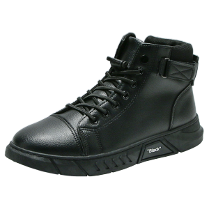 Fashion Mens Martin Boots Wear-resistant High Top Leather Shoes British Style Black Work Shoes