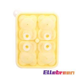 ELLE 4 Grid 3D Little Bear Shape Ice Cube Silicone Mold Household DIY Juice Milk Ice Machine