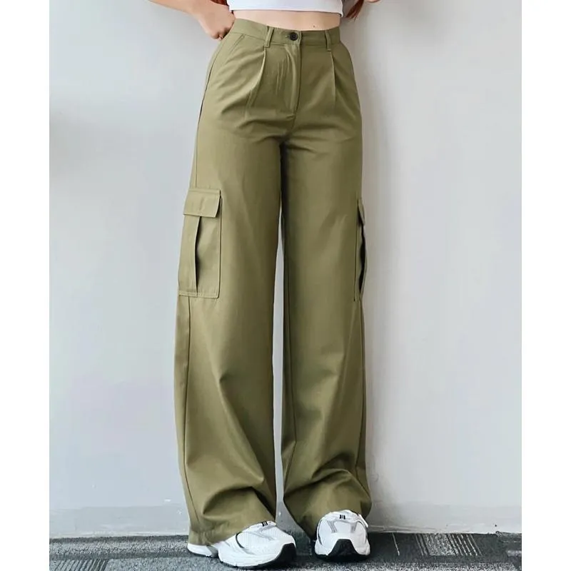 S-3XL Women Cargo Pants Pockets with Belt Spring Autumn Fashion Casual  Harem Slim Jogger Plus Size Pants Gothic Punk Streetwear Army Green