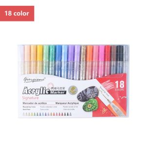 Radius K Giorgione Acrylic Paint Marker Set 18 Colors 1mm Round Tip Paint Pens for DIY Crafts School Art Paper Black Card Shoes Phone Case Creative Drawing