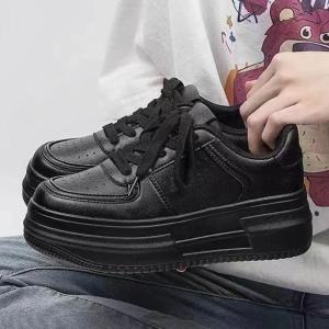 Sepatu Sekolah Wanita Korea Hitam Polos Bertali Jersey MNS019 Bisa COD Gratis Ongkir