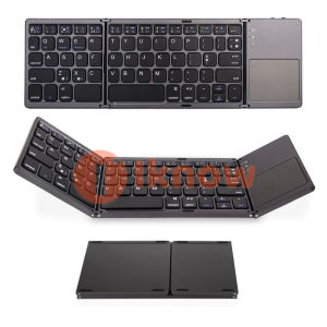 Foldable Bluetooth Keyboard Tri- Folding Portable Wireless Keyboard with Touchpad USB Rechargable BT Wireless Keyboard for Android Windows System Laptop Tablet Smartphone Device