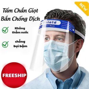 Combo Tấm chắn giọt bắn FACE SHIELD Tấm Chắn Che Mặt Kính Bảo Hộ Phòng Dịch Người Lớn trong suốt làm bằng nhựa PVC
