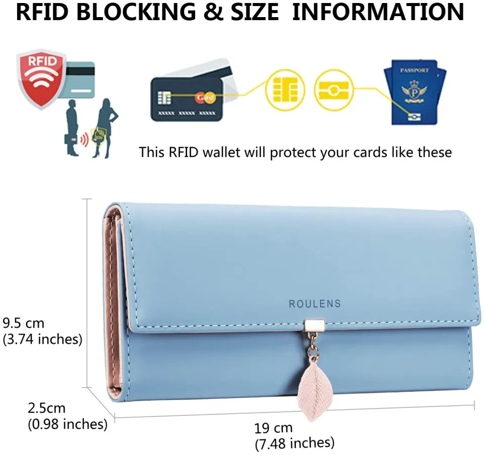 Women sale Rfid Blocking PU Leather Leaf Pendant Card Holder Zipper Coin Purse