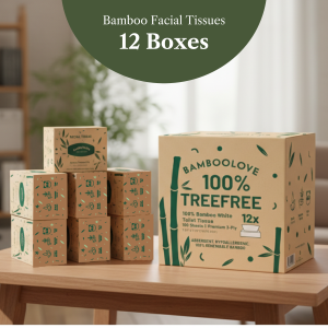 Bamboolove™ 100% Bamboo 12 Box Facial Tissue Carton | 12x170 Sheets 12 Boxes 3-Ply Super Soft Eco-Friendly