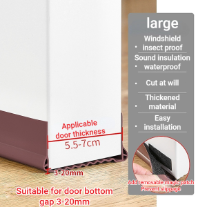 Door bottom sealing gap insert Sound insulation door seam sealing strip Self-adhesive Strong door PVC