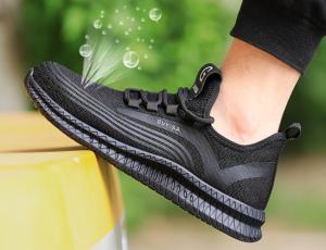 QINHUIZE Safety shoes breathable protective shoes mens smash-proof piercing summer soft lightweight work shoes steel toe safety boots