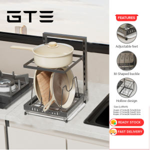 GTE 2/3/4 Layer Adjustable Pot And Pan Rack Organizer Rak Bawah Sinki Stainless Steel Kitchen Storage Shelf - Fulfilled by GTE SHOP