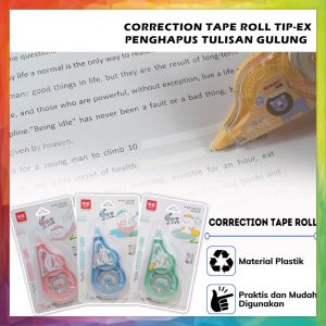 Tipe-X / Correction Tape Roll Karakter Pita Koreksi Gulungan Tidak Mudah Robek Tipex Kertas Penghapus Tulisan Pulpen Perlengkapan