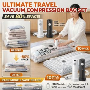 Vacuum Compression Bag Space Saving Storage Bag with USB Electric Pump Home Travel Organizer