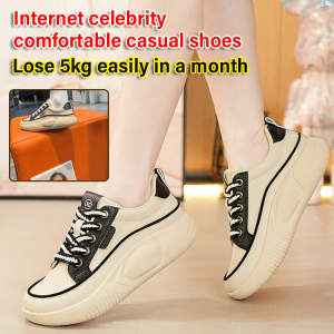 bungee Autumn White Sneakers with Thick Bottom