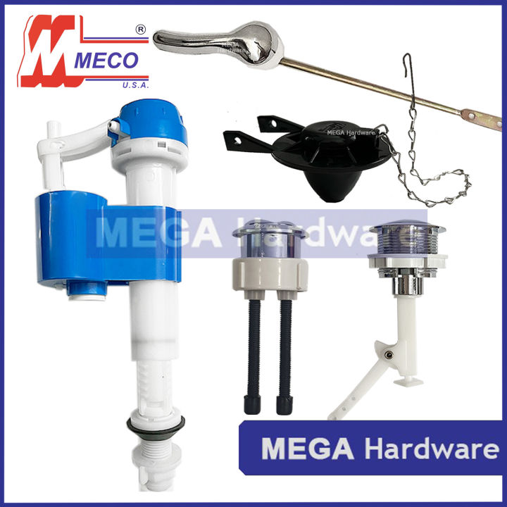 MECO Toilet Flush Tank Accessories(Rubber Flapper, Push Button