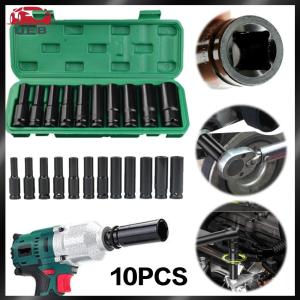 [UEB AUTO]1/2 Inch Extended Electric Wrench Socket Set Impact Socket Set Hexagonal Deep Socket Set with Storage Box for Car Repair