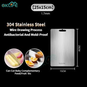 [OKLIFE. SG]304 stainless steel double-sided cutting board antibacterial Anti-Bacterial Home Kitchen Cutting Board