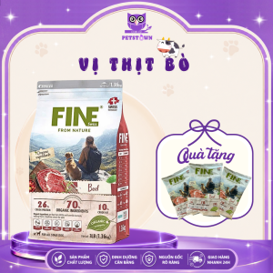 (VOUCHER 30% DATE 5 THÁNG- 1.36kg) FINE – Thức ăn hữu cơ tự nhiên dòng cao cấp cho chó mọi lứa tuổi vị thịt cá/thịt cừu/thịt bò nhập khẩu Hàn Quốc