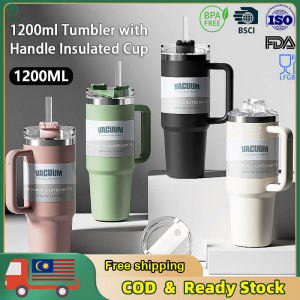 1200ml Tumbler With Handle Design Double Layer 304 Stainless Steel Insulated Thermos Flask Coffee Mug