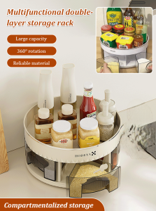 Multifunctional 360-degree rotating spice rack double-layer storage rack spice storage rack