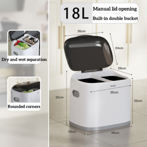 Kitchen Dry And Wet Separation Trash Can Movable with Universal Wheel Sorting Trash Can with Foot Pedal 3 Layers Home Living Garbage Bin
