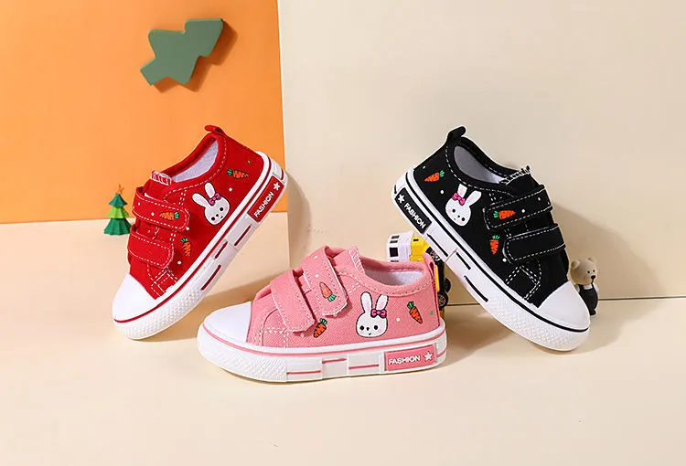 Baby Girls Canvas Shoes Baby Soft Sole Shoes 1-6 Years Old Children  Breathable Sports Shoes Kids Shoes Cartoon Rabbit Print Casual Shoes for  Girls