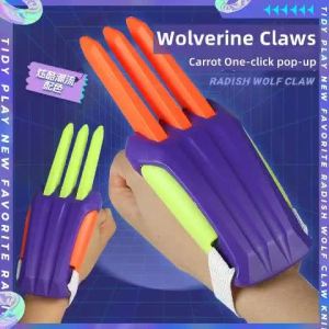 3D gravity carrot adamantium claws Wolverine Cannon chainsaw Loga eggplant  toy retractable magic toy props false superhero Marvel X-Men pretend fake toy