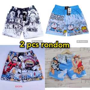 BOXER PANTAI MOTIF KARAKTER ONE PIECE TERBARU 50 DAPAT 5 PCS CELANA KOLOR PENDEK PRIA DEWASA
