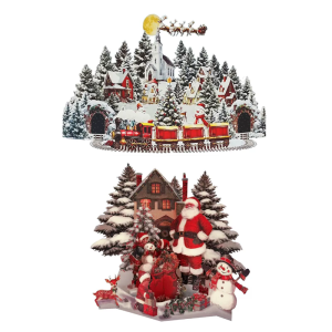 Christmas Greeting with Paper Carving Reindeer Santa Artwork for Home Party Decoration and Holiday Gifting