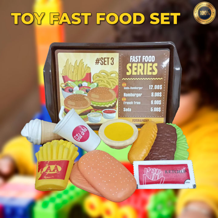 PRETEND PLAY FOOD TOY SET PLAY HOUSE SANDWICH FRENCH FRIES BURGER ...