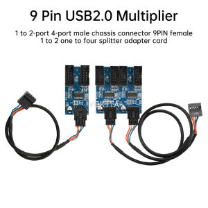 9-pin USB 2.0 Hub Multiplier 1-to-2-Port 4-Port ổ cắm đầu đực 9-pin nữ 1-to-2 1-to-4 thẻ Bộ chia Bộ chuyển đổi