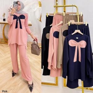 Chalista Set Caramel Knit Fashion Wanita 2in1 Setelan Celana Modis Simple Murah Modern Elegant