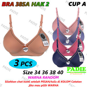 PADIe - 3 PCS BH / Bra Wanita Cewek Remaja/ABG/Dewasa DAILILING 385A Cup A Busa Sedang Tanpa Kawat Kaitan 2 Size 34 - 40