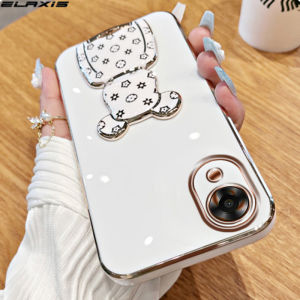 ELAXIS for OPPO Reno8 Reno7 Reno 8 8Z 8T 7 7Z 6 6Z 5 Pro 2 2F A96 A95 A94 A92 A78 A77s A76 A74 A58 A57 A54 A53 A52 A17 A16 A16K A15 A9 A5 Find X3 2020 4G 5G White Violent Bear Phone Holder Multi-functional Soft Silicone Phone Case E2-1