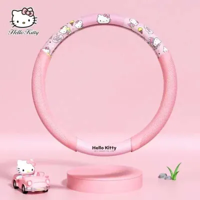 TLCAR A car shop LLSBB PU Leather Steering Wheel Cover High-end Cartoon Hello Kitty Automotive Interior High Quality Anti-slip Steering Wheel Decoration for All Seasons