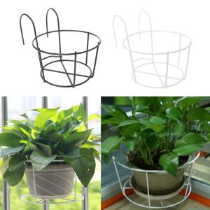 1PCS Outdoor Hanging Iron Basket Plant Iron Racks/Railing Fence Balcony Round Flower Pot Decoration/Garden Supplies Flower Pot Stand