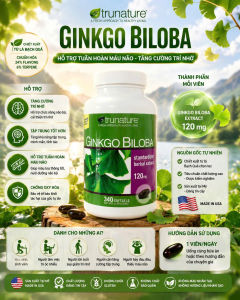 Bổ não Ginkgo Biloba 120mg Trunature Của Mỹ 340 viên
