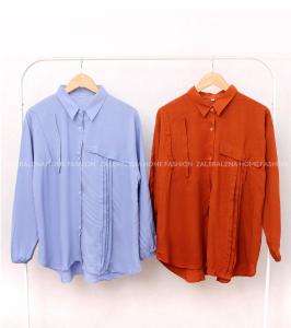 Ranni Kemeja Blouse Katun Rayon Lengan Panjang Atasan Wanita Oversize | zalera id