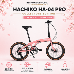 Hachiko HA-04 Pro Collectors Edition Cherry Blossom Pink | 22 Inch Foldable Aluminium Bicycle | 8-Speed Shimano Groupset | Magnetic Frame Lock