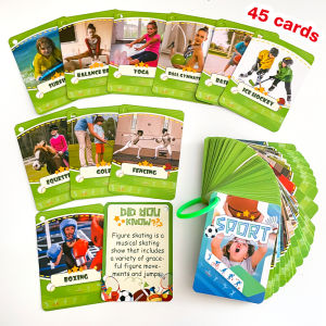 Preschool English Learning Flahcards Sport Verbs Vocabulary Flash Cards Learning Materials for Kids Children