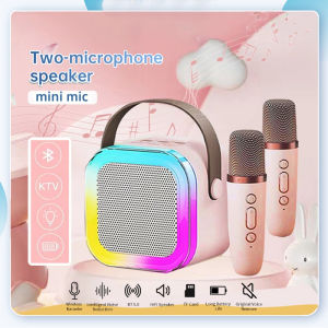 Bluetooth Speaker Karaoke 2Mic 1 set karaoke speaker ktv Cute Wireless Lucu Portabel Luar Ruangan