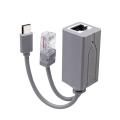 USB C Bộ chia POE USB C 48V đến 5V 2.4A cho khoảng cách dài cáp Ethernet sử dụng 10/100mbps Bộ chuyển đổi Ethernet cho nhà. 